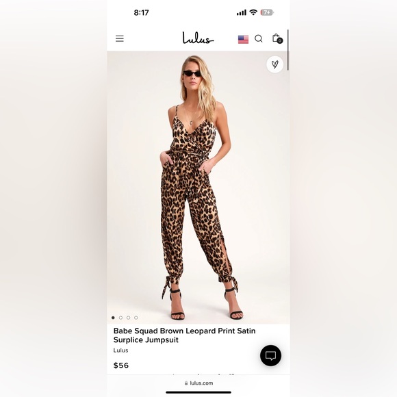 Lulus Pants - Lulu's Brown Leopard Print Satin Jumpsuit